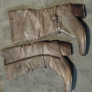 Western style studded leather boot